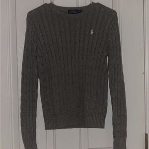 Ralph Lauren Dark Gray Cable Knit Crewneck Sweater